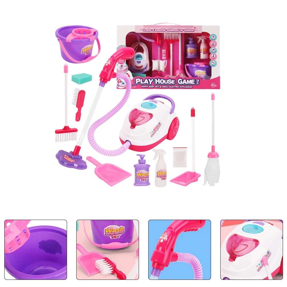 أداة تنظيف المكنسة الكهربائية المحاكاة، مجموعة ألعاب المنزل، ألعاب بلاستيكية للأطفال الصغار