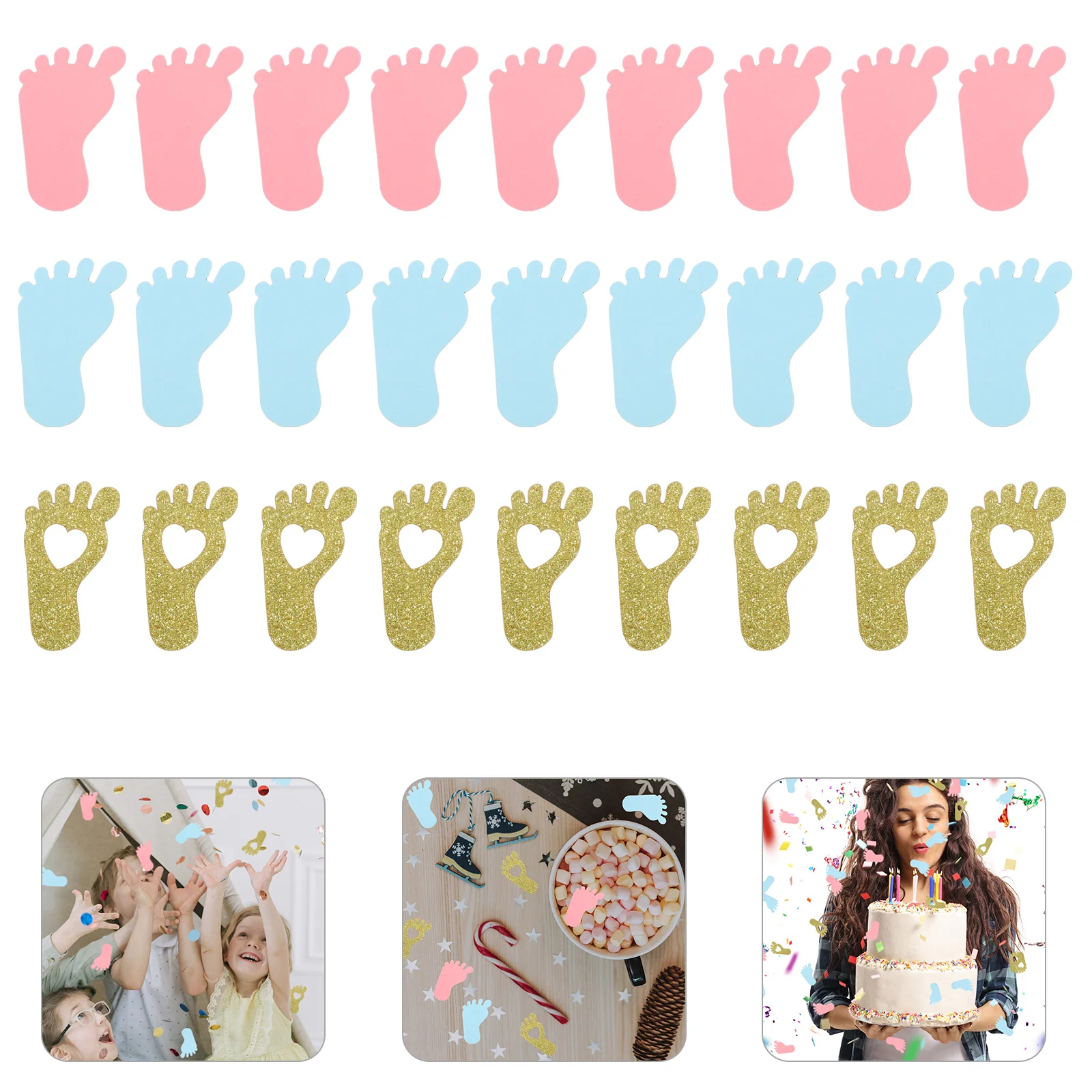 

200 Pcs Baby Feet Confetti Ideas Decorations Things Favors Gift Ornament Footprint Paper Shaped Dining Table