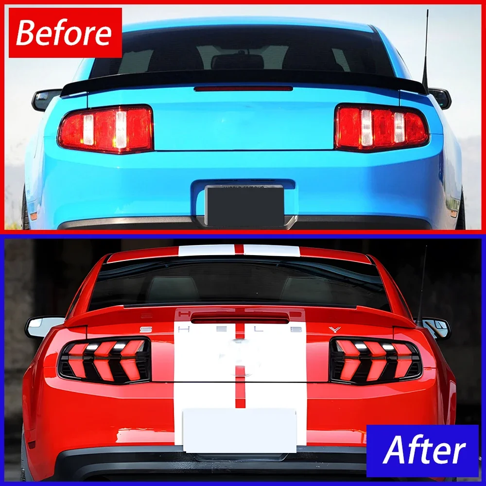 Car Taillights Assembly for Ford Mustang 2010-2012 LED Auto Rear Back Lamps Upgrade Dynamic Flashing Taillights Car Accessories
