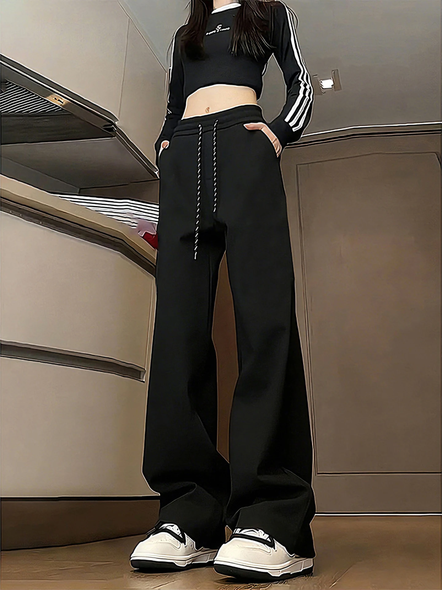 

American Sle Straight Leg Bla Work Pants Men's Spring Tee-Proof Casual Pants Drapey Loose Fit Straight Leg Trousers