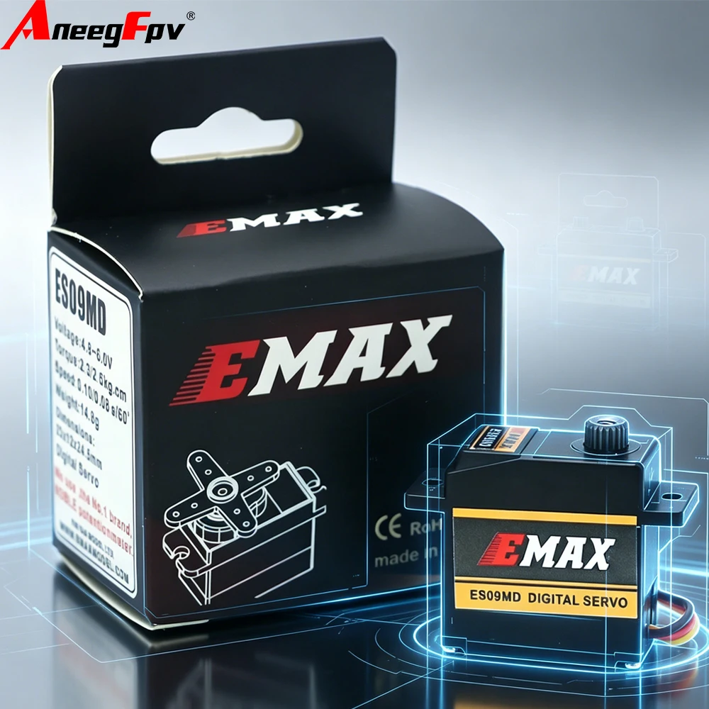 EMAX ES09MD Metallgetriebe Digital Servo mit Doppellagerung und Taumelscheibe, passend für TREX 450 RC Helikopter, Ersatz für Servos der ES08-Serie
