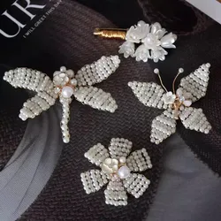 Exquisite Hand-stitched Copper Thread Patch Threading Beaded Butterfly Dragonfly Flower Garment Decorative Metal Patch DIY
