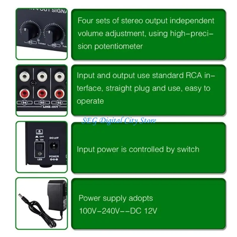 

U75B Flexible Switching Solution for Sound & 1 in 4 out Sound Source Switcher Distributor 20Hz-20kHz