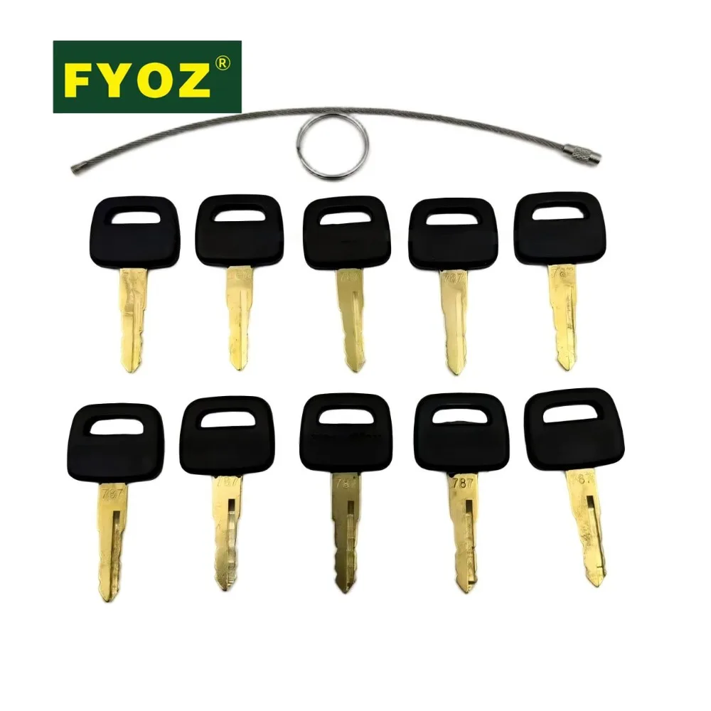 10PCS For Komatsu 787 Suitable for Heavy Equipment Black Handle Key Excavator Bulldozer Loader Backhoe Starter