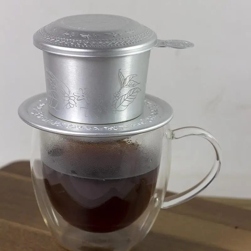 【CC】1 Set Portable Coffee Dripper Vietnamese Coffee Filter Compact Coffee Supplies Aluminum Coffee Accessories For Lovers Unique