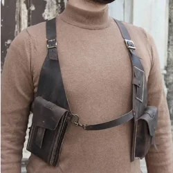 Medieval Steampunk Leather Shoulder Bag Vintage Phone Card Case Wallet Pocket Viking Pirate Costume Festival Purse Holster Bag