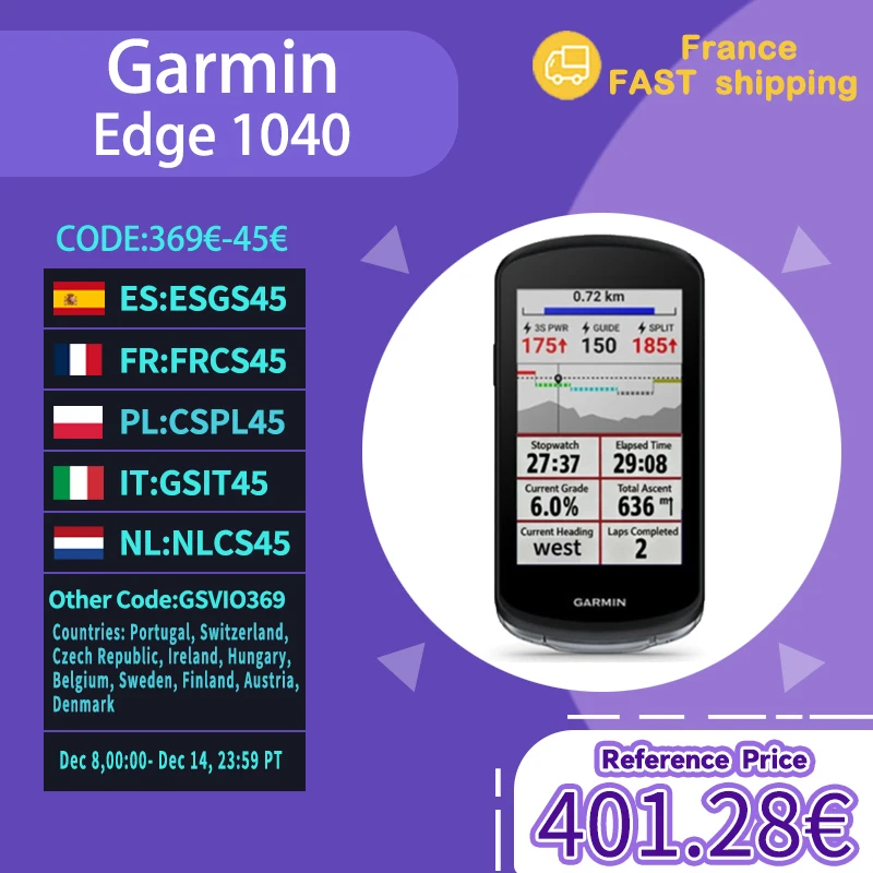 Garmin Edge 1040 ordinateur de cyclisme carte extérieure Navigation montagne route vélo odomètre étanche cyclisme Guide de puissance