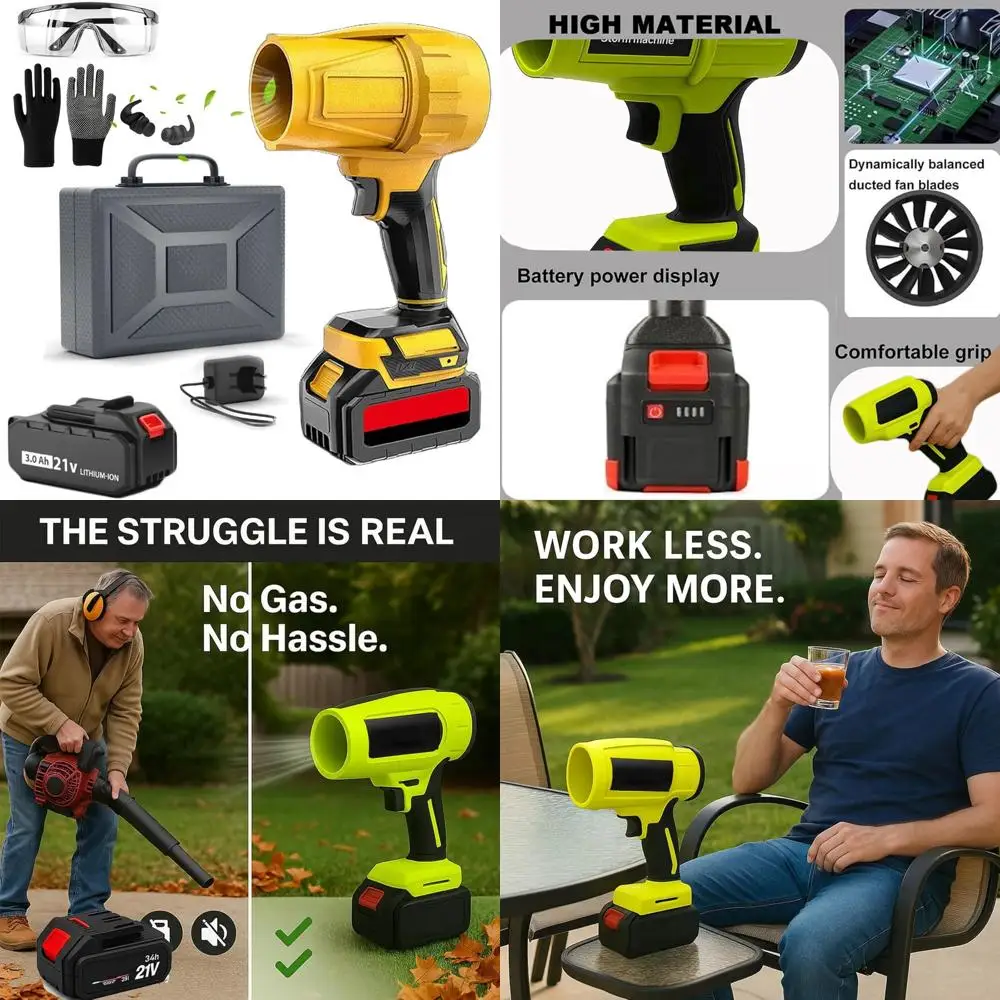 Cordless Leaf Blower with Turbo Jet Technology: Powerful Mini Handheld Air Duster for Yard and Patio Cleaning