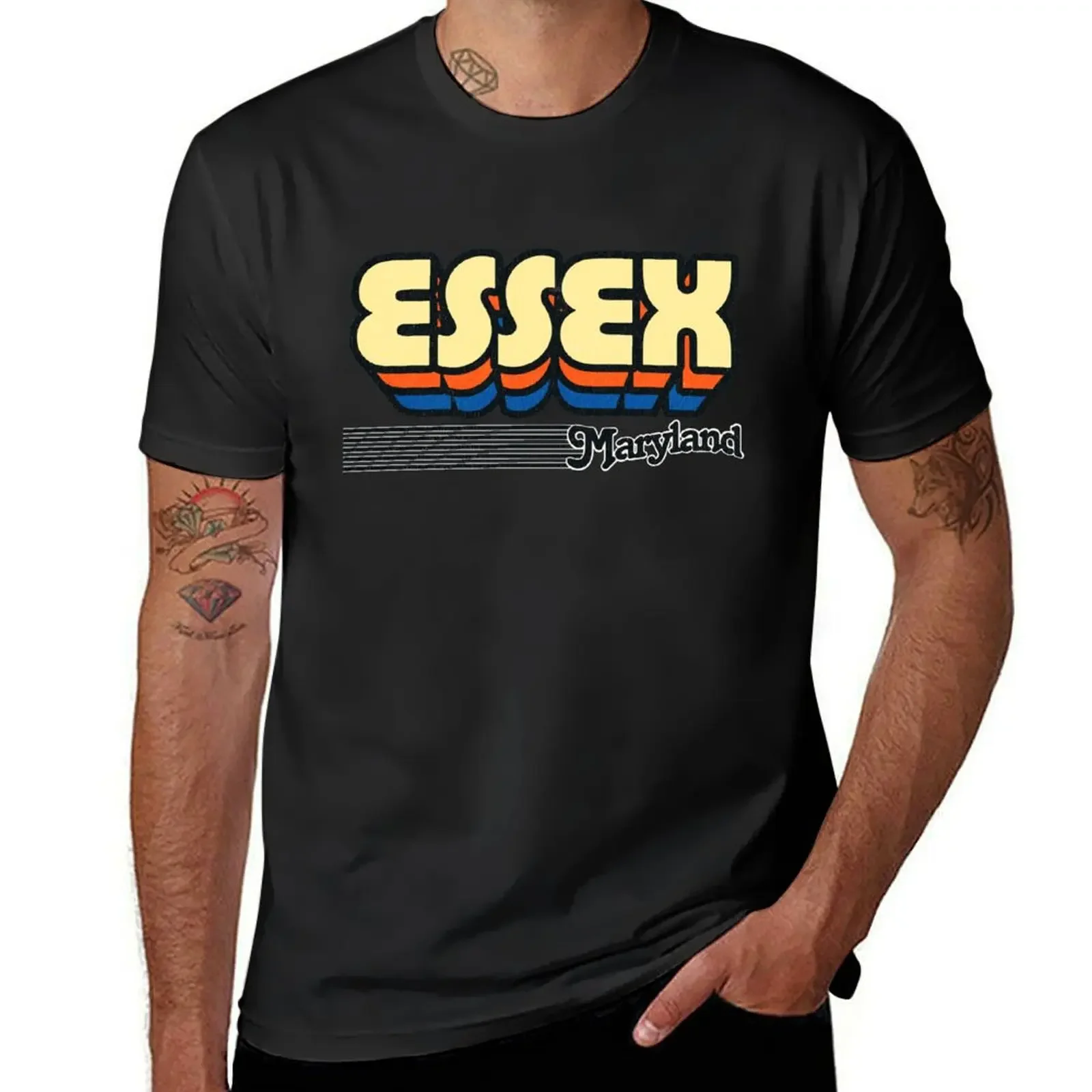 

Essex, Maryland | Retro Stripes T-Shirt summer top customs design your own mens t shirts casual stylish