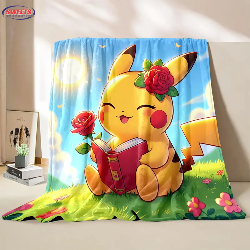 New Arrive!Miniso Pokemon Pikachu Theme Blanket,Throw Blanket for Home Bedroom Bed Sofa Picnic Travel Office Rest Cover Blankett