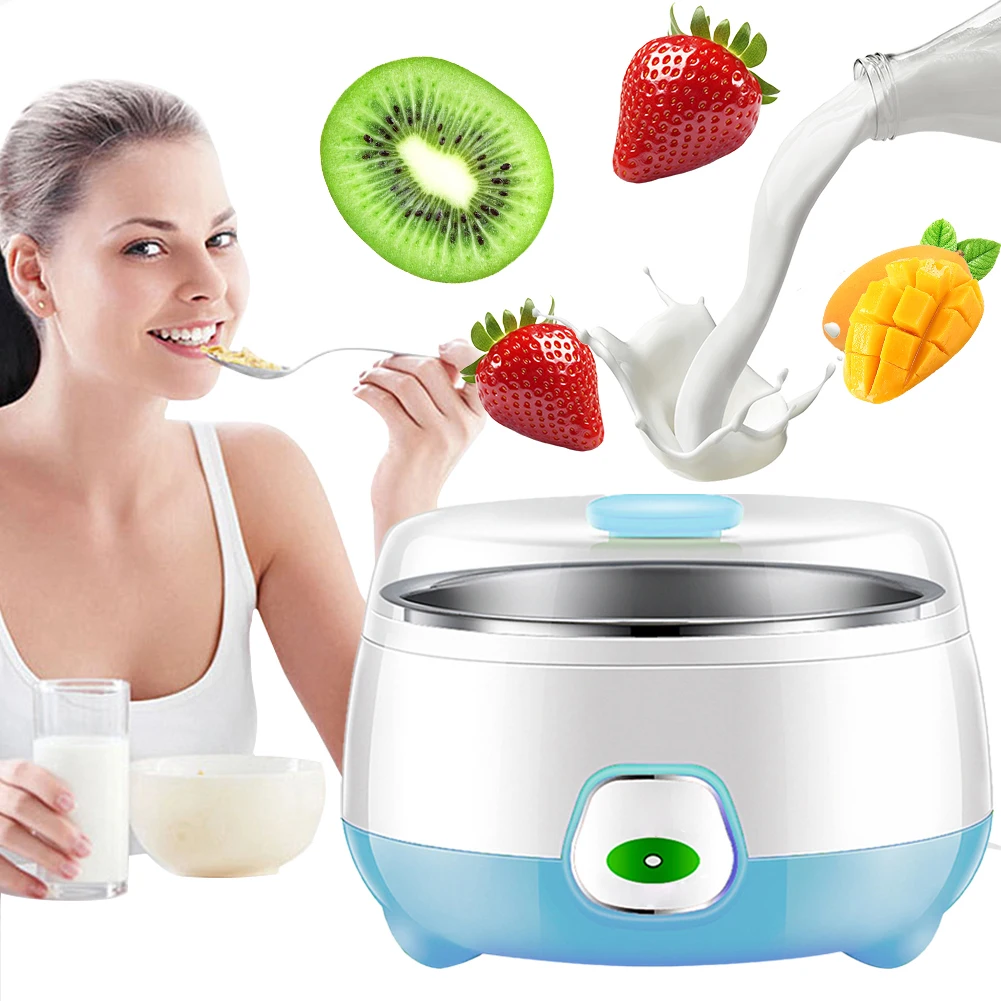 1L Automatic Yogurt Machine Multifunctional Electric Mini Yogurt Maker Stainless Steel Household Rice Wine Maker for DIY Yogurt