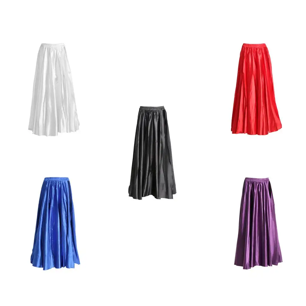 Belly Wings Satin Skirt Women’s Belly Dance Clothing Double Split for Latin Ballroom and Practice