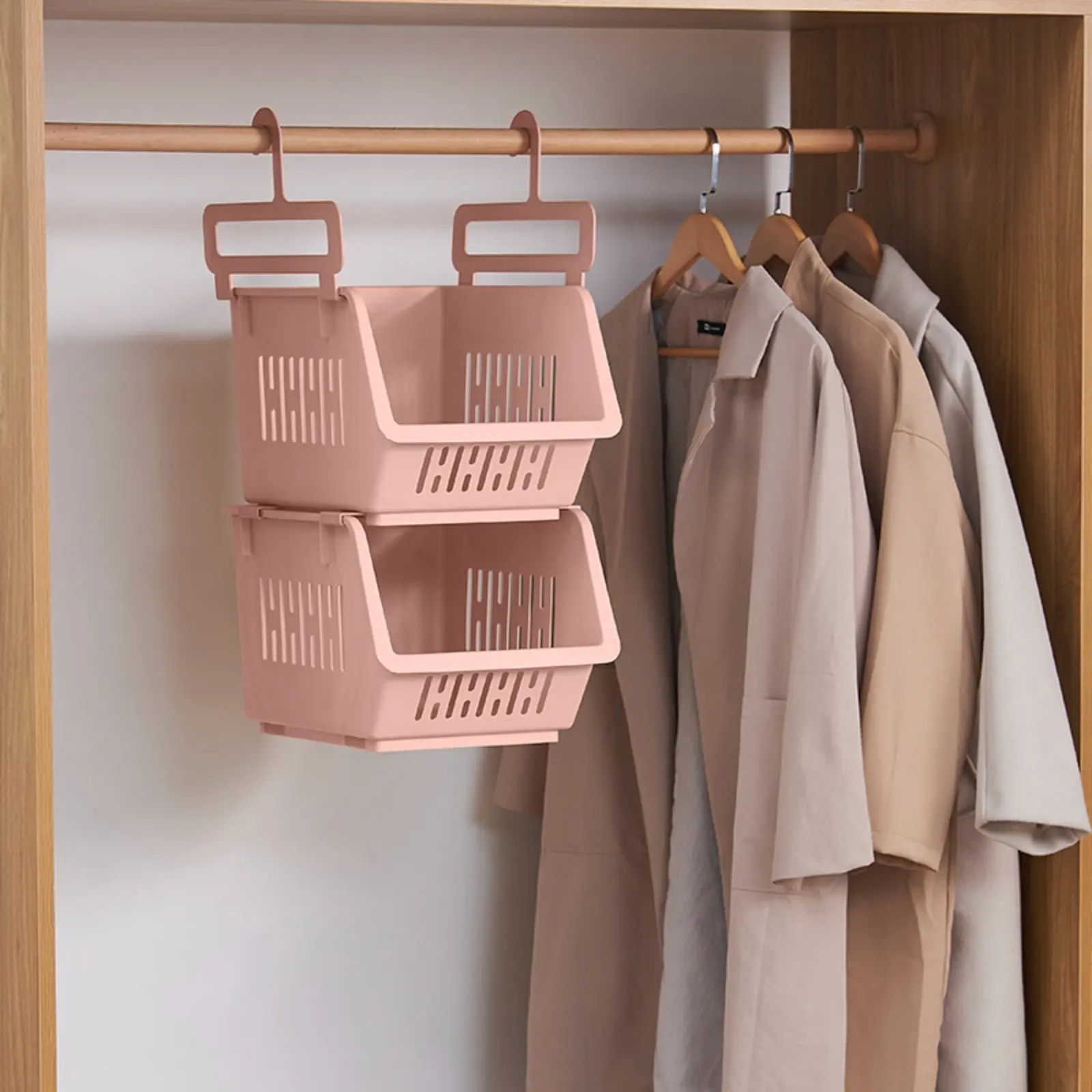 

Пластиковый органайзер для шкафа, подвесная корзина, штабелируемая стойка