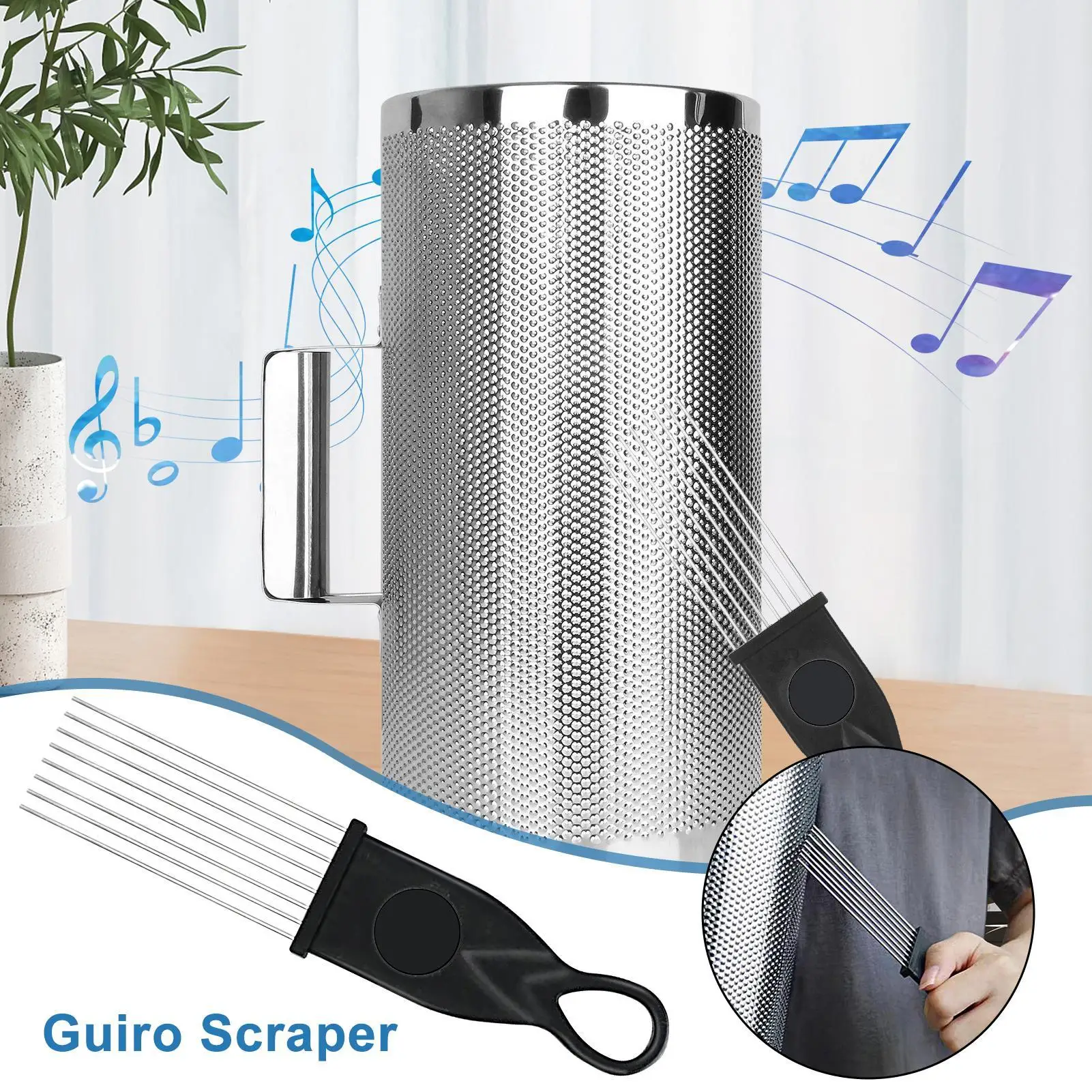 Guiro Metal Scraper Guiro Scraper Brush Latin Brush Comb-Style Scraper Rustproof Anti Slip Percussion Instrument for Concert