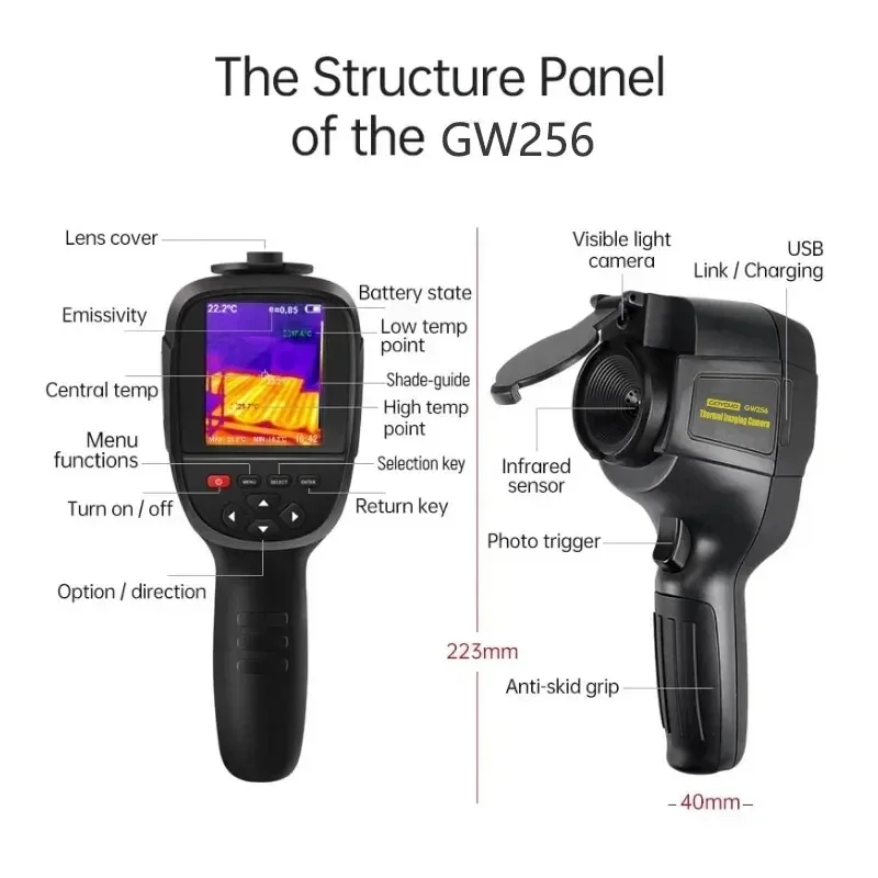 GW256 / HT-18 Plus Thermal Imaging Camera 256*192 Infrared Resolution Repair Detector Inspection Tool Handheld Thermal Imager