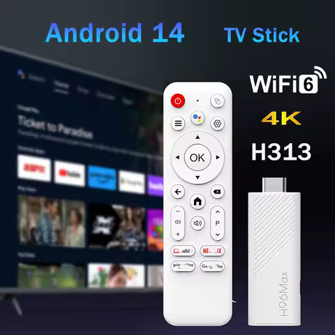 Android Smart TV Stick H96 MAX H313 Android 14 BT5.0 4K 2.4G 5G Wifi6 Home Media Player Voice Assistant TV Stick 2GB 16GB