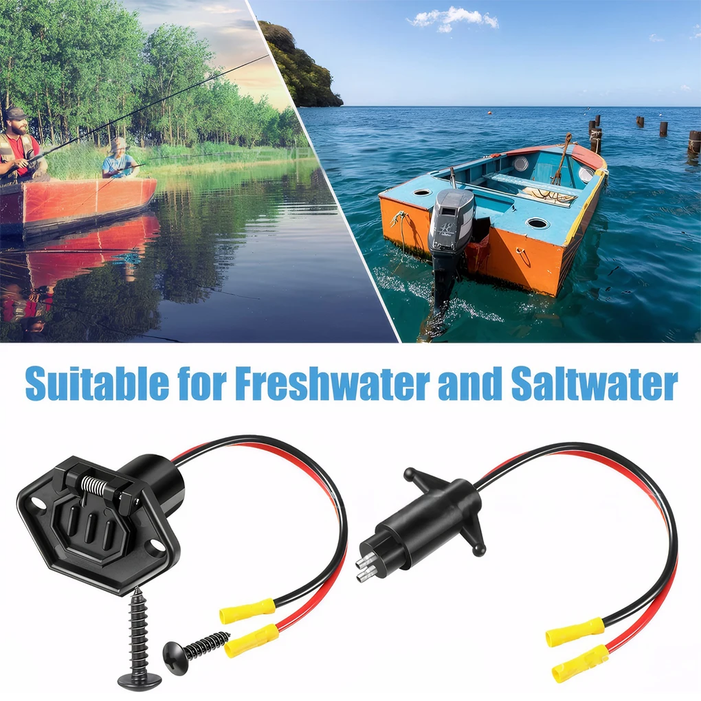 2x Eenvoudig Te Installeren Vrouwelijke Trolling Motor Socket Met Brede Compatibiliteit Waterdichte Motor Connector