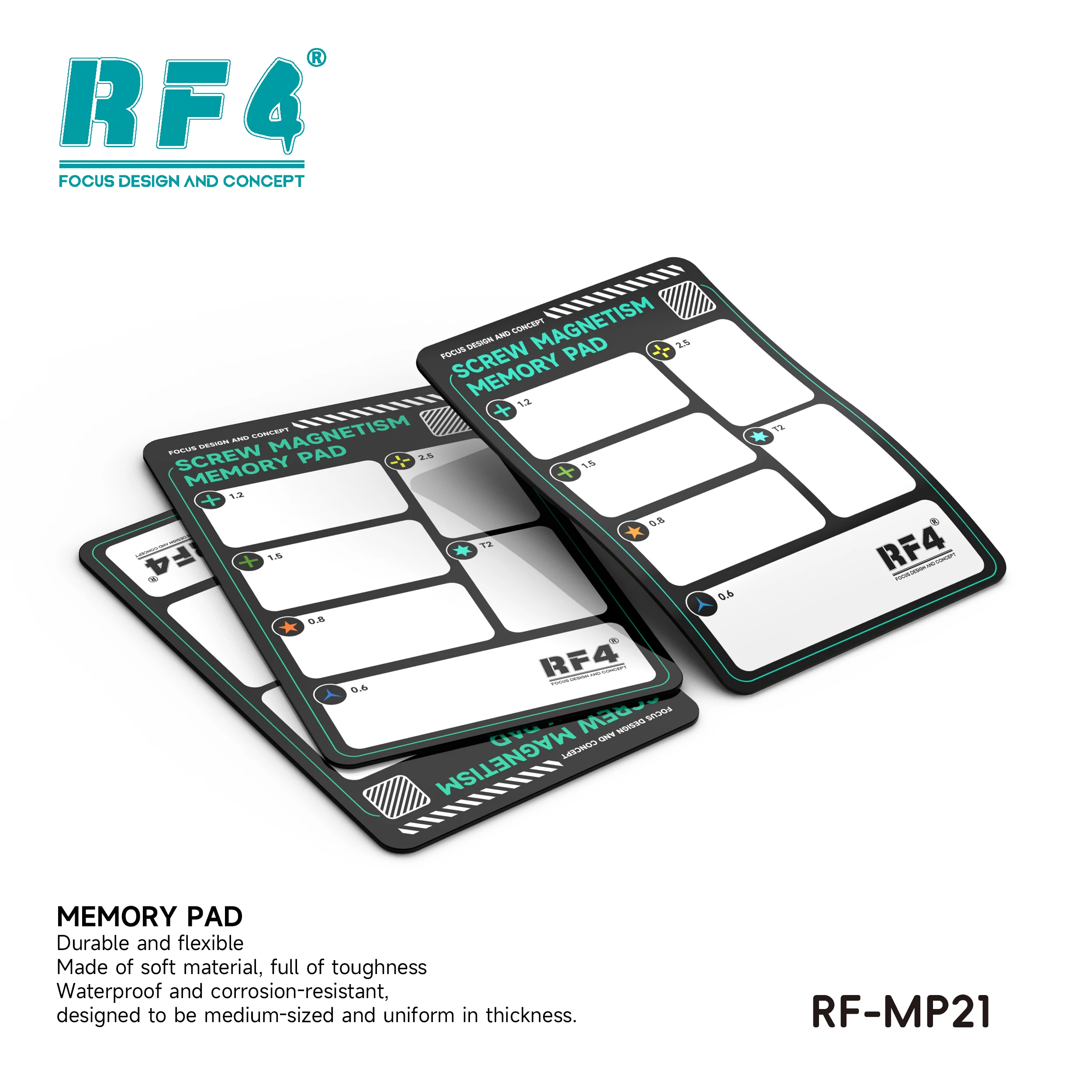 แผ่นรองแม่เหล็กนุ่ม RF4 RF-MP21 สำหรับเก็บสกรูซ่อมโทรศัพท์มือถือ คอมพิวเตอร์ และแท็บเล็ต