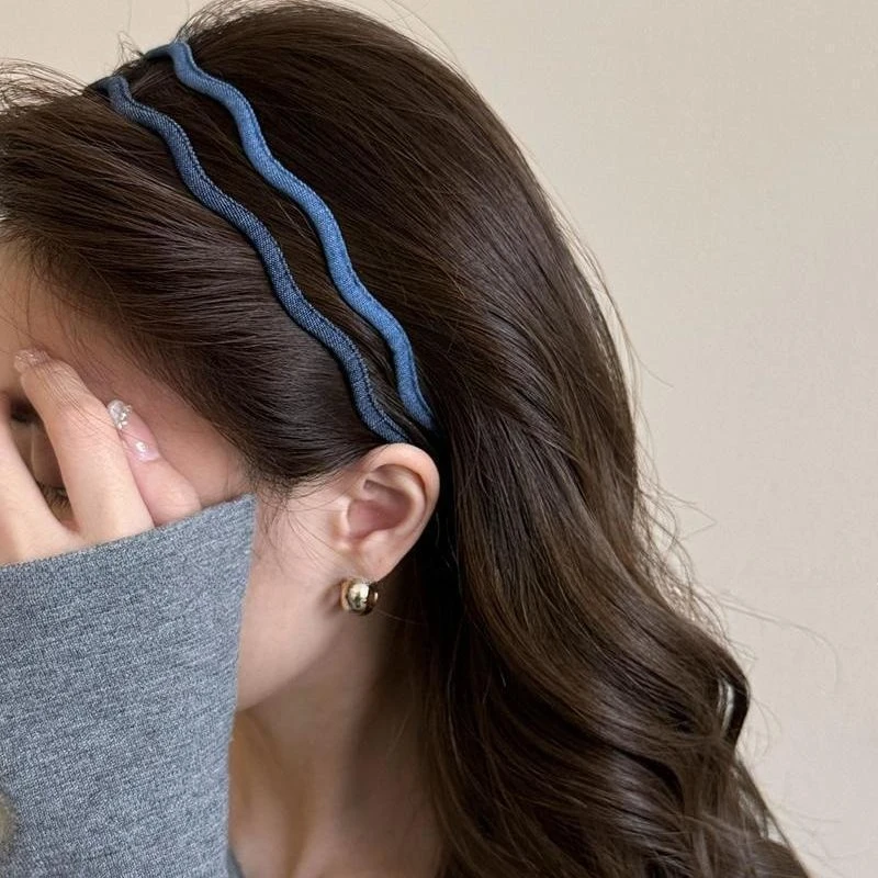 

LTT ultra-fine denim wavy headband simple temperament versatile pressure hairpin high-end headband