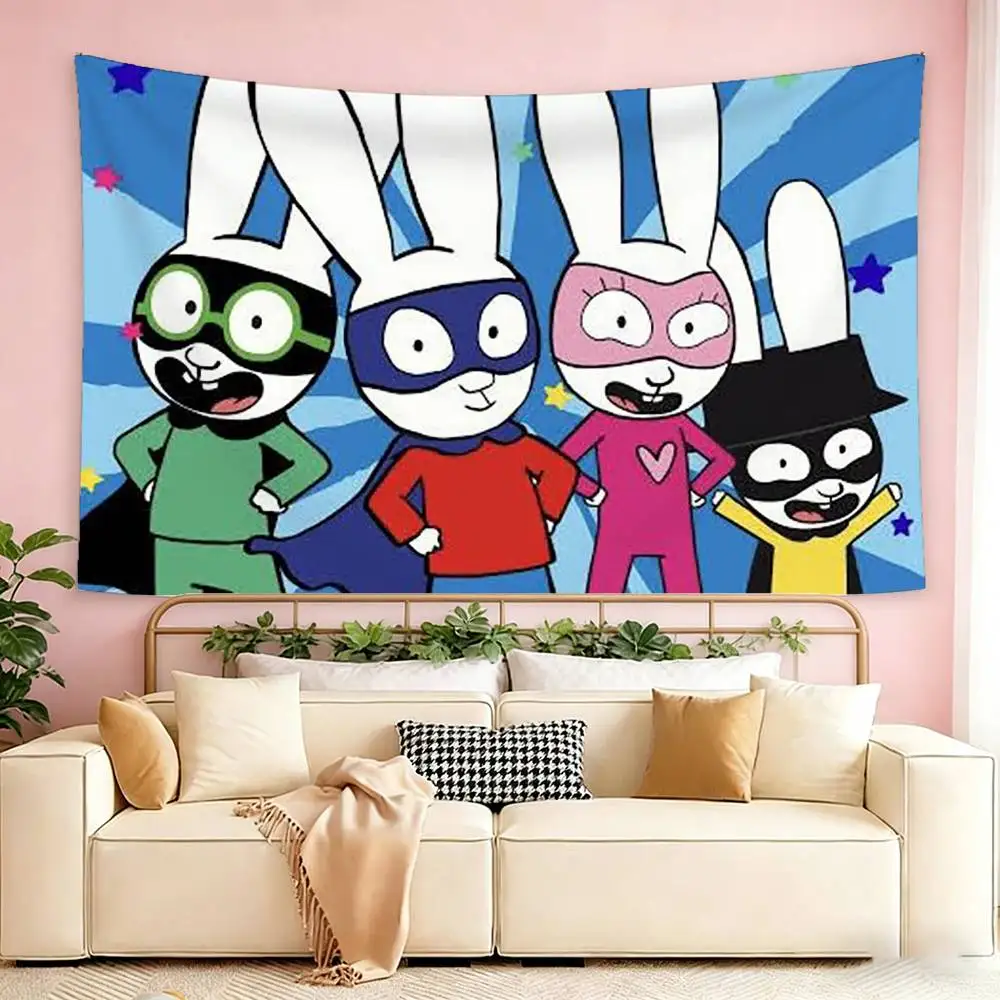 Whimsical S-Simon Super RabbitS   Flags Suitable For Party Club Outdoor Interior Wall Decoration Banner Fans Gift