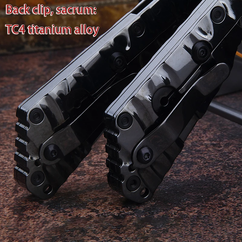 M390 Steel Folding Knife with TC4 Titanium Handle DLC Coated Blade EDC Outdoor Camping Tool Pocket Knife Collectible Gift - view 6