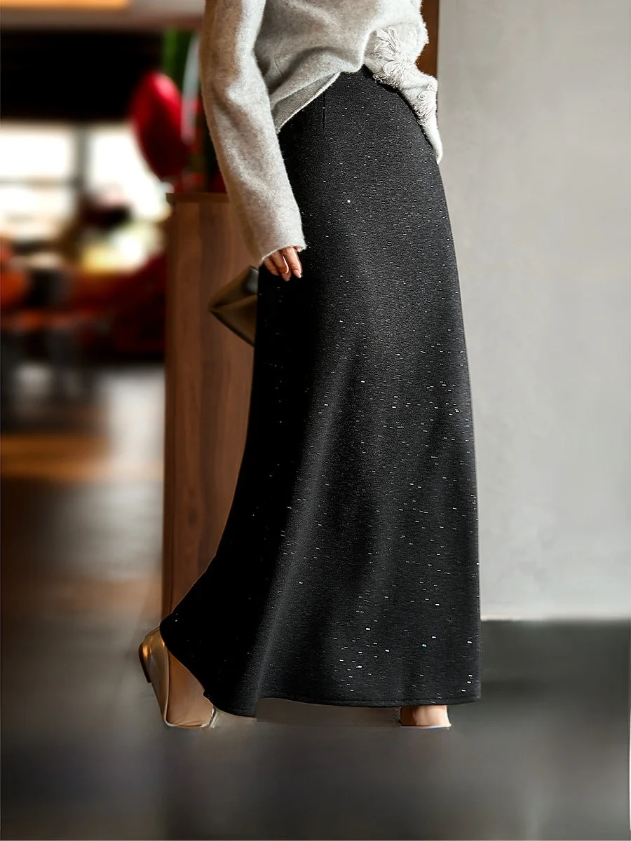 

Юбка-рыбка с высокой талией из шерстяной смеси для коррекции фигуры, женская модная юбка из полиэстера, вискозы и нейлона