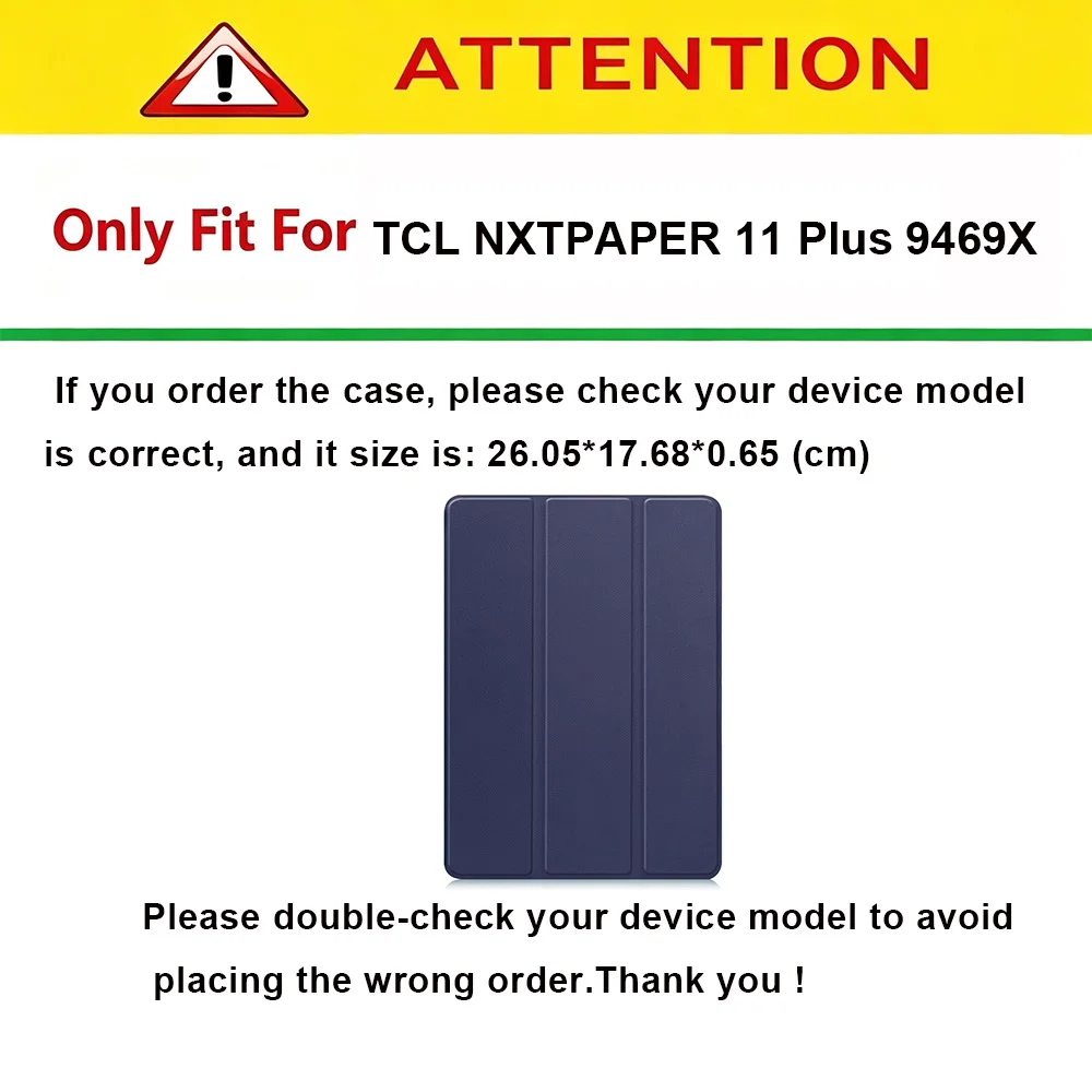Case for TCL NXTPAPER 11 Plus 11.5-inch (9469X) Tablet, Tri-fold Flip Durable Leather Portable Protective Sleeve with Pen Slot