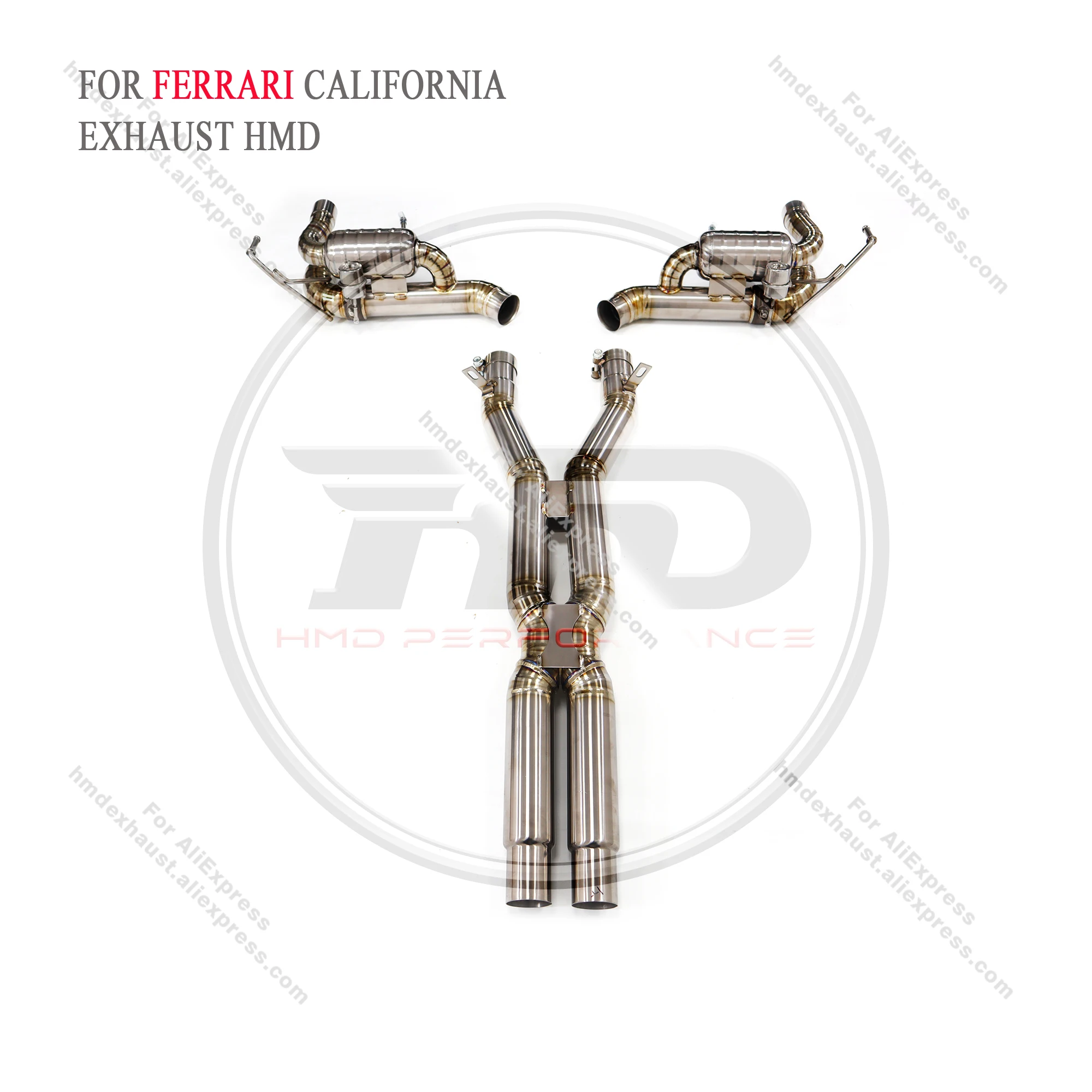 HMD titanium exhaust system performance catback For Ferrari california 4.3L X pipe and valve tail section