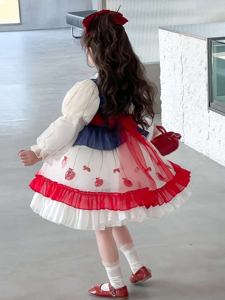 Printemps Faion enfants Dr petite fille fée T Princ Sle longue Sve jupe Midi doux ruban détail tissu doux