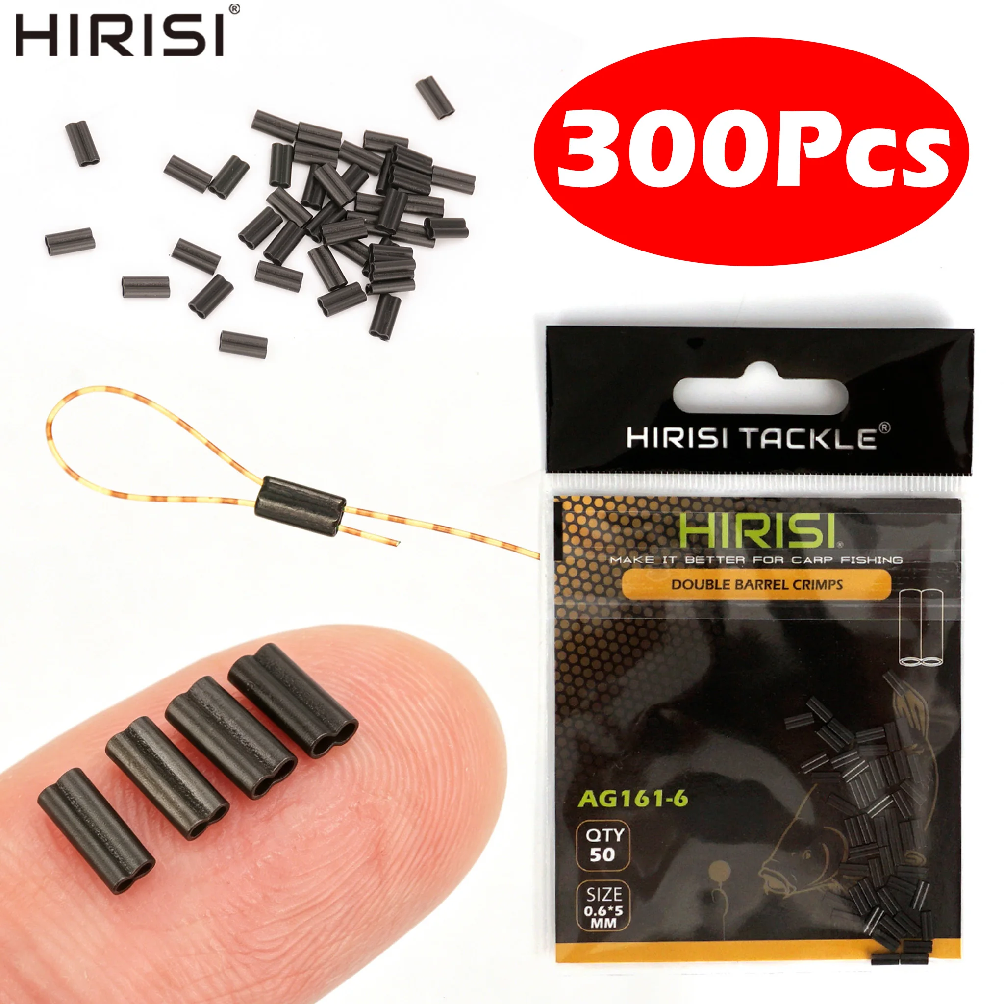 Hirisi AG161 300pcs Double Copper Fishing Tube Crimping Sleeves Wire Pipe Connector Carp Fishing Tackle Terminal Accessories