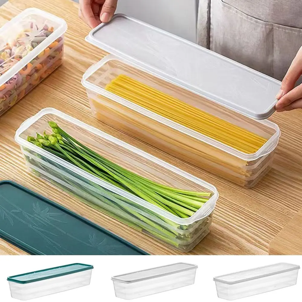 Multifunctional Plastic Noodles Storage Box Rectangular Sealed Spaghetti Container with Cover Large Capacity Pasta Box Home