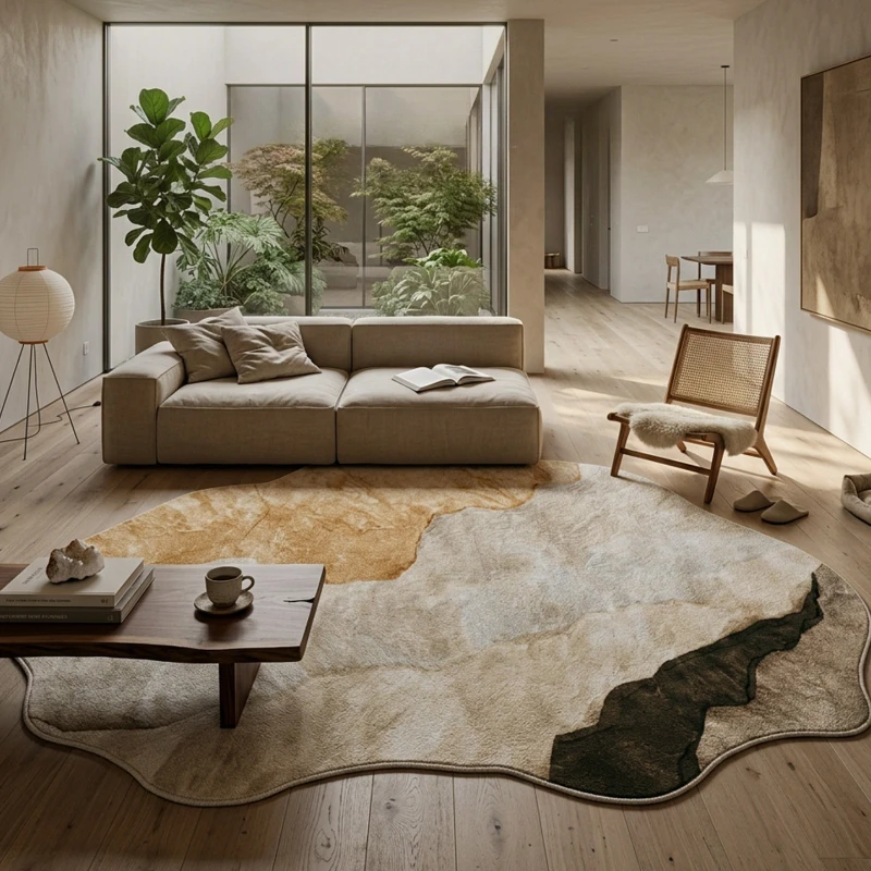 Irregular Shape Bedroom Decor Large Carpet Thick Plush Carpets for Living Room Light Luxury Cloakroom Floor Mat Fluffy Soft Rug