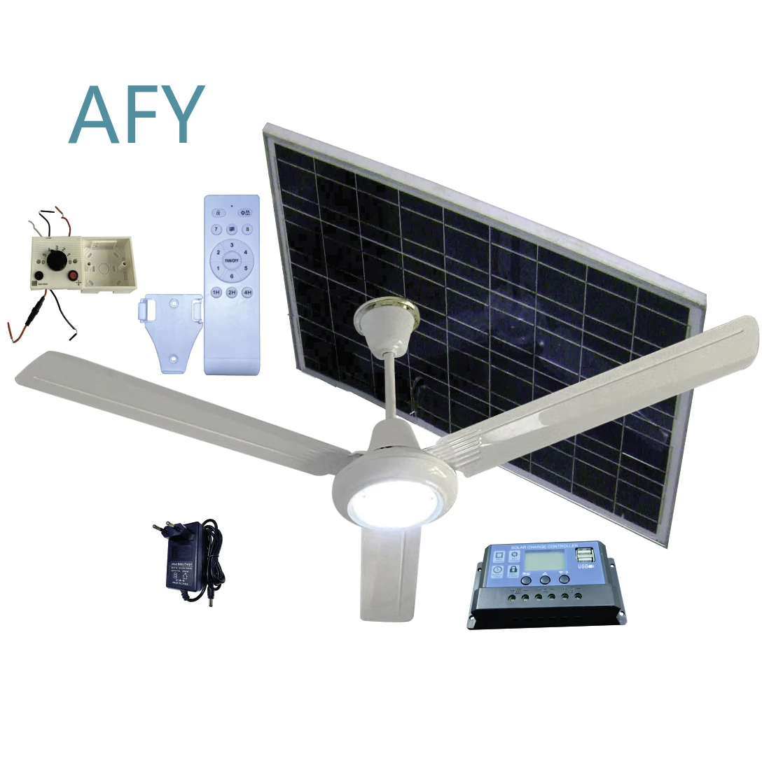 ACDC 56 12V Solar Fan for DC Ceiling Fan for Solar Ceiling Fan with LED Light and Solar Panel for Home Office Warehouse