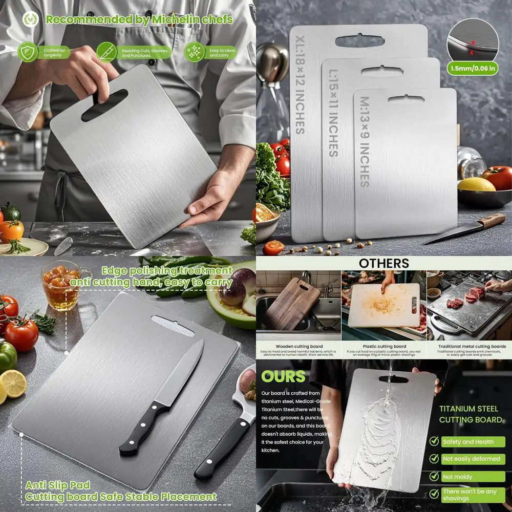 

Разделочная доска из чистого титана 15x11 дюймов — нескользящая, моющаяся в посудомоечной машине, устойчивая к царапинам, легко чистится, прочная и гигиеническая кухня
