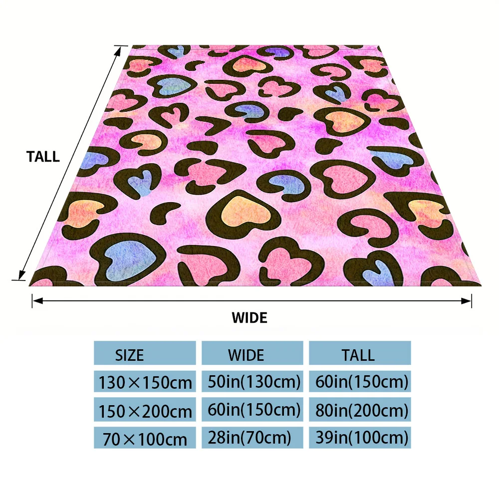 Heart Leopard Flannel Luxury Blanket, Lightweight And Comfortable Woolen Blanket, Ultra-Fine Fiber