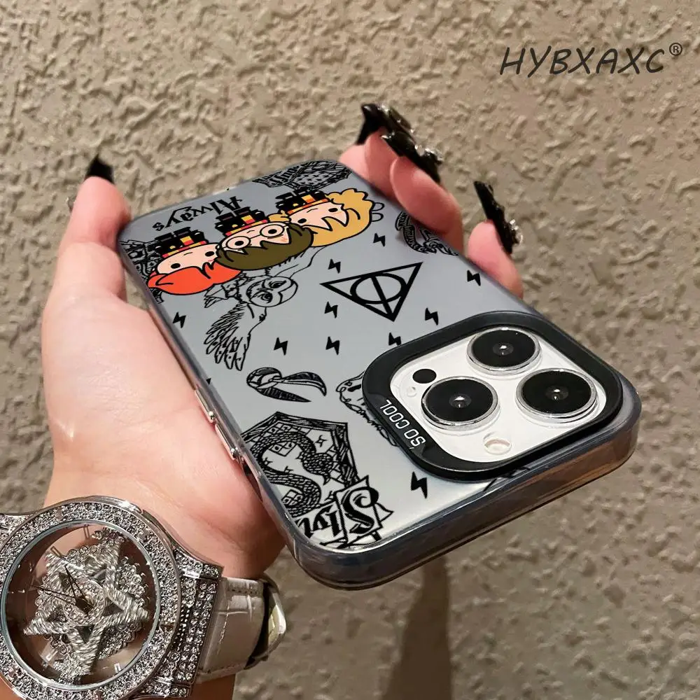 حافظة هاتف جميلة على شكل عصا هاريز IMD لهاتف آيفون 16 15 14 13 Pro Plus ProMAX مناسبة لهاتف سامسونج جالاكسي S24 23 22 فضي فضي