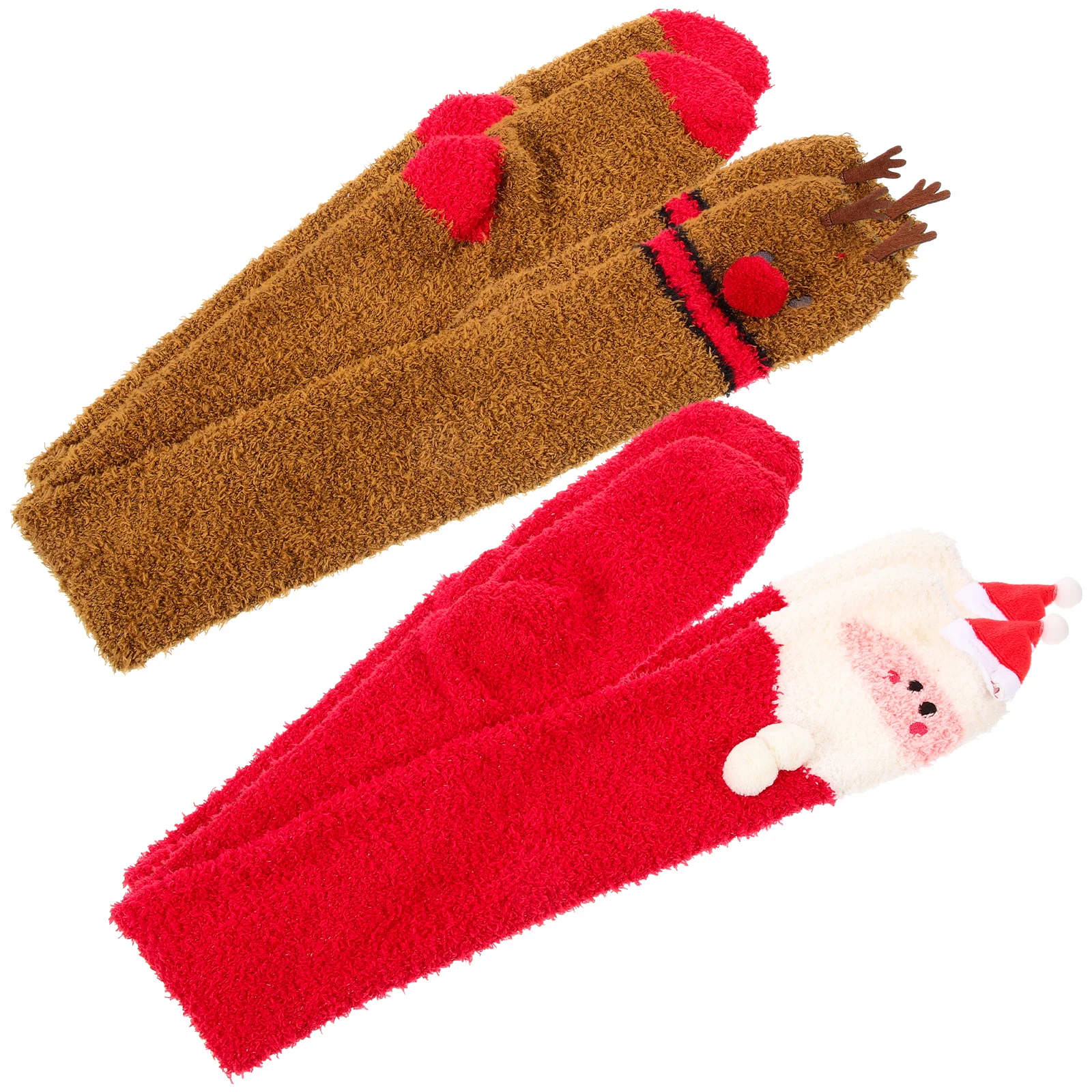 

2 пары рождественских носков 24 Санта-Клауса 25 оленей выше колена, женские милые чулки с героями мультфильмов, декоративные высокие носки до бедра, рождественский подарок