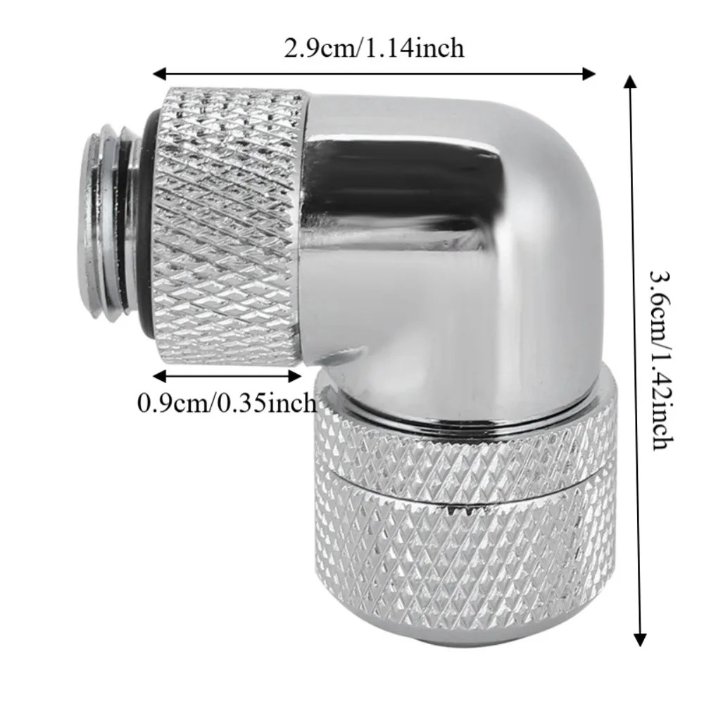 Durable G1/4 Thread Water Cooling Fitting 90° Right Angle Silver Thin Tube Elbow Elbow Adapter CPU Air Cooler