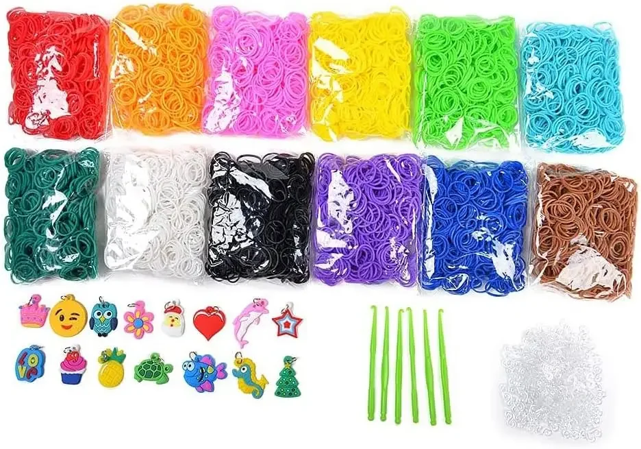 7200pcs Rubber Bands for Bracelets  Loom Bands Bracelet Making Kit  DIY Toys for Girls Children's Crafting Gift