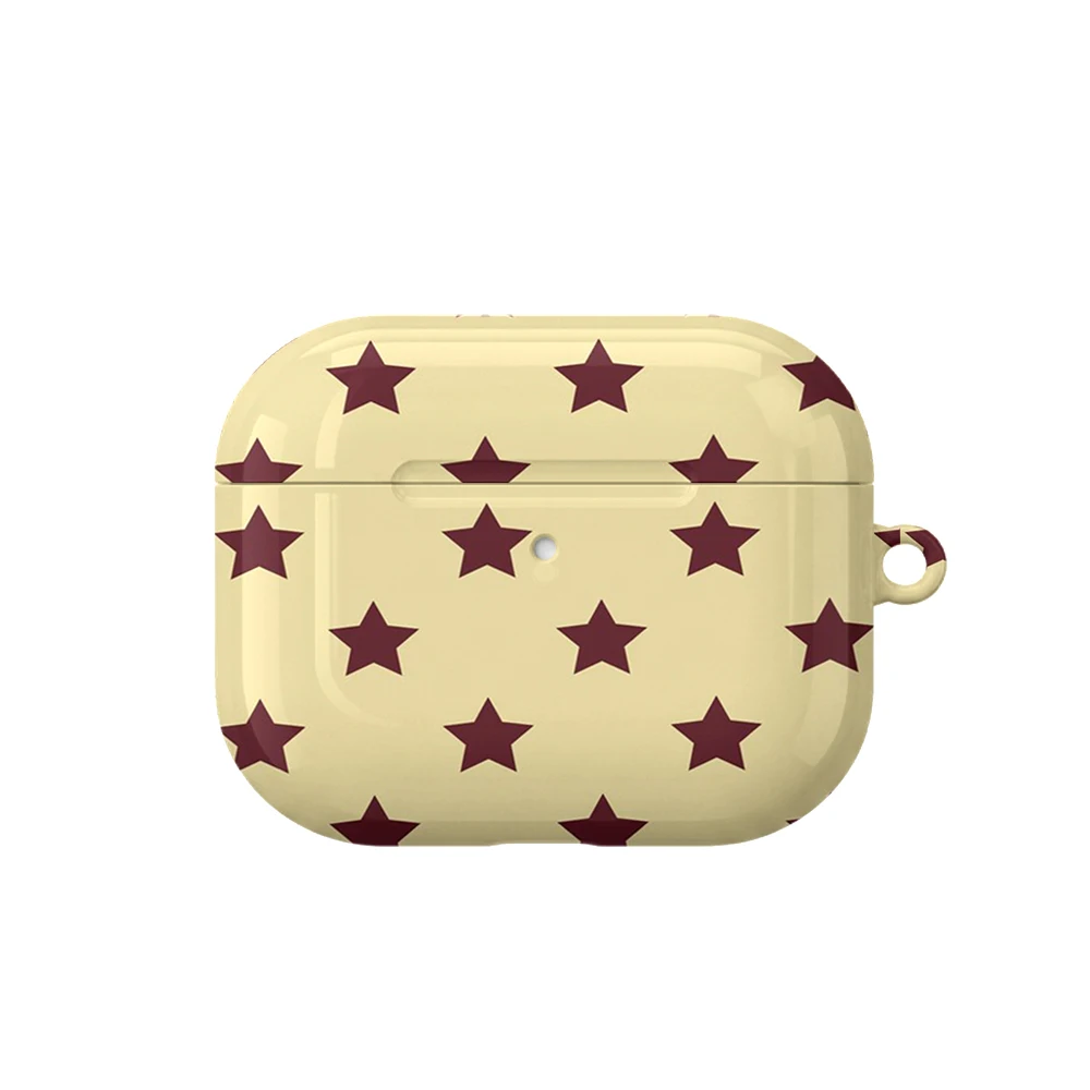 Y2K Star Chic Pattern Case Suitable for AirPods4 Pro3 Pro Hard Glossy Protective Case,Holiday Gifts for Friends Family