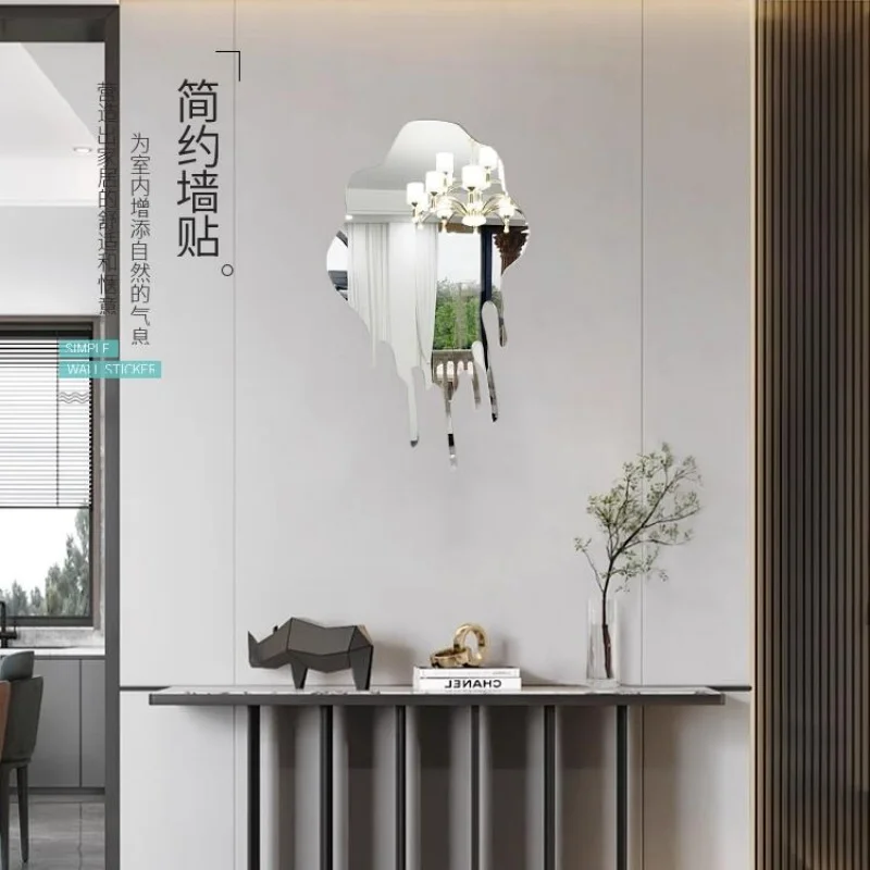 Korean Instagram Irregular Mirror with Melting Geometry of Ice and Snow, Irregular and Simple Korean Style Soft Mirror Wall Deca
