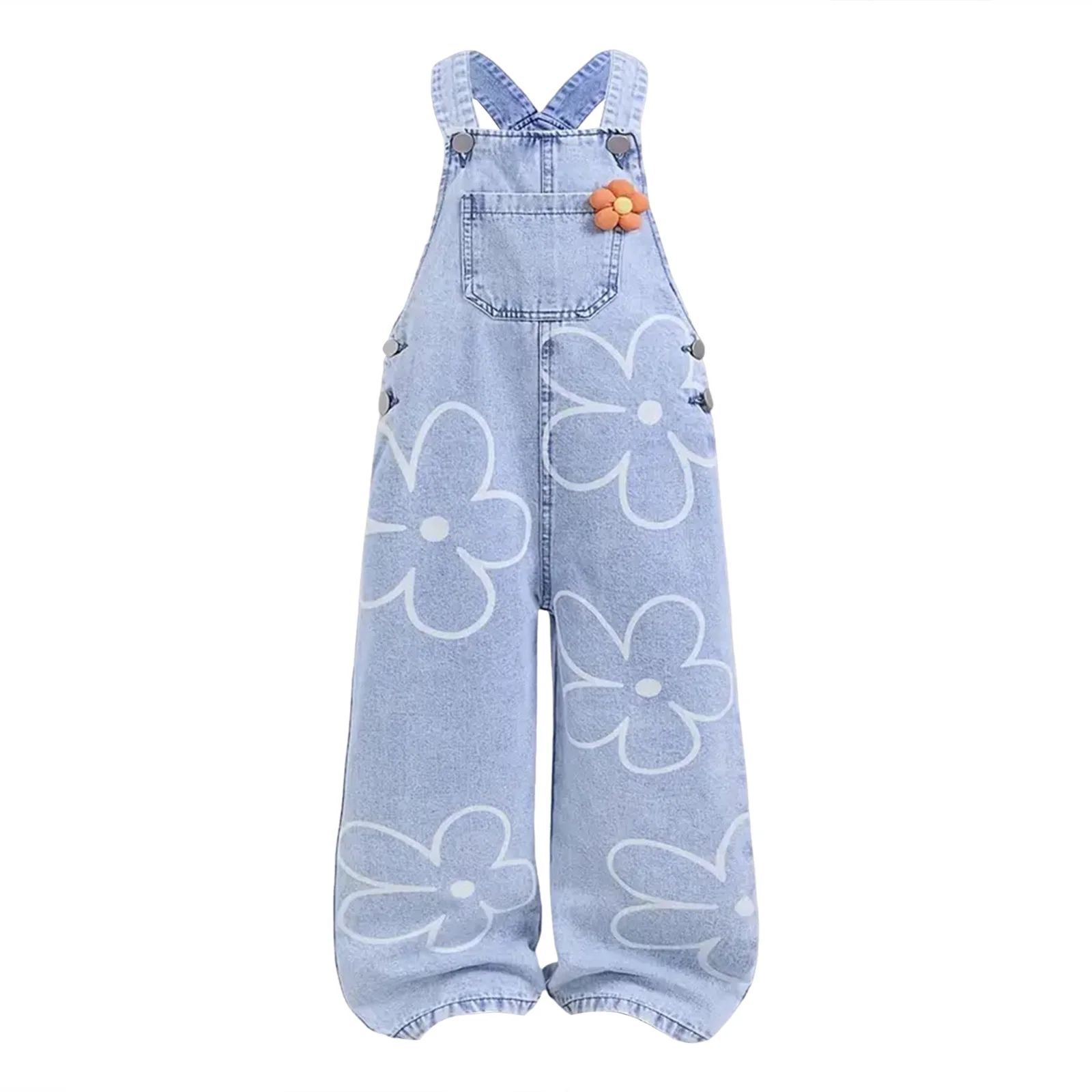 

Size 12 Girls Clothes Cute Printed Decorative Wide Leg Jeans For Girls Fashionable And Versatile Denim Overalls Ski Pant Girls