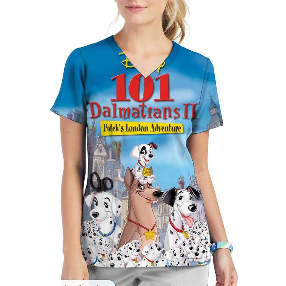 Pharmacist Dentist Veterinary Nurse Tops Disney 101 Dalmatians Beauty Scrub Clothes Spa Nurse Pure Medical Lab Medical Uniform