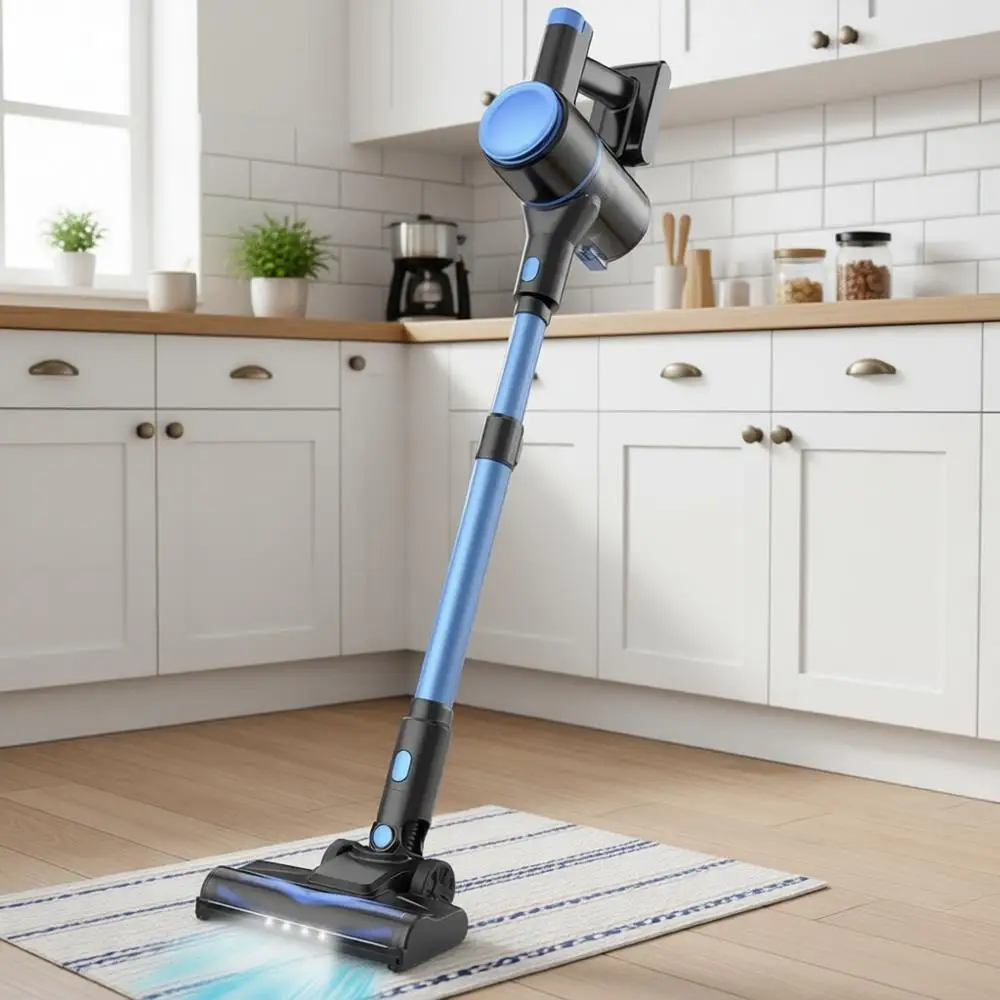 Lightweight Stick Vacuum with Powerful Suction, 2200mAh Battery, 40 Mins Runtime, Self-Standing, Rechargeable Vacuum Cleaners fo