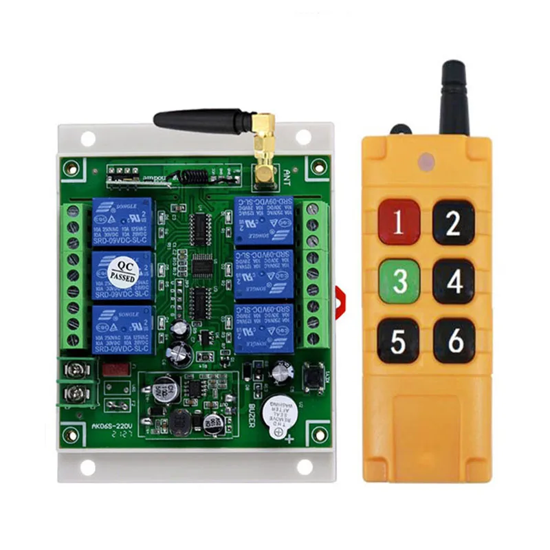 2000m DC12V 24V 36V 6CH 6 CH Control remoto inalámbrico interruptor de luz LED salida de relé transmisor RF de Radio y receptor de 433 MHz