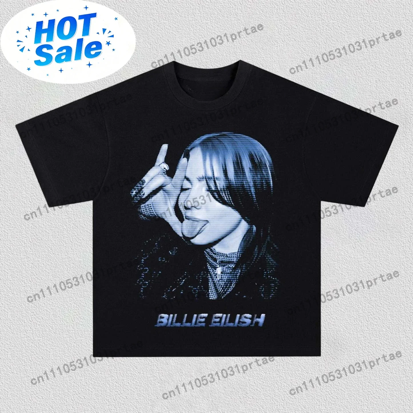 Billie Eilish Poster Graphic Print T-shirt Men Women Cotton Streetwear Hip Hop Y2k O-neck Fashion Oversized Tops Summer New Tees