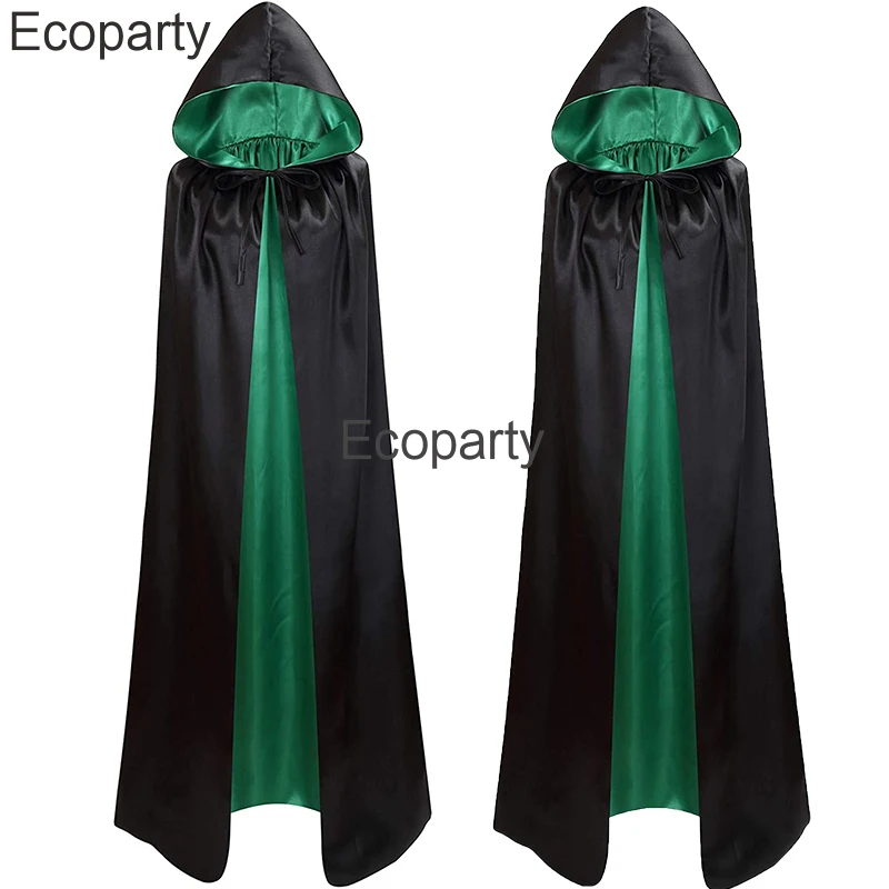 New Adult Halloween Double-Sided Hooded Cloak Medieval Witch Wicca Vampire Cosplay Costume Men Women Purim Carnival Party Capes