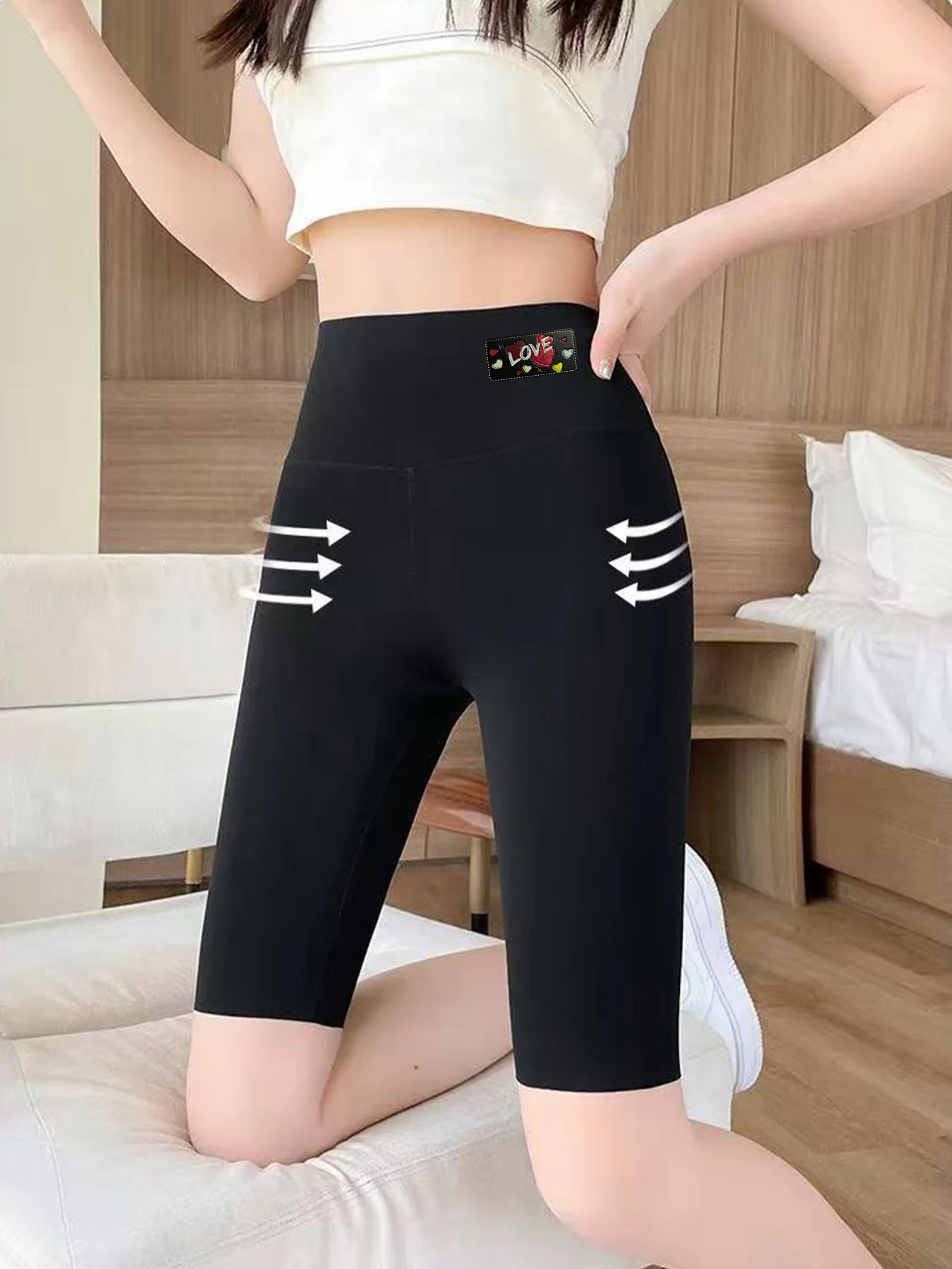 

Шорты для йоги с высокой талией для похудения, безопасные, легкие, тонкие, не скручивающиеся, спортивные штаны для фитнеса, бега, узкие брюки для женщин