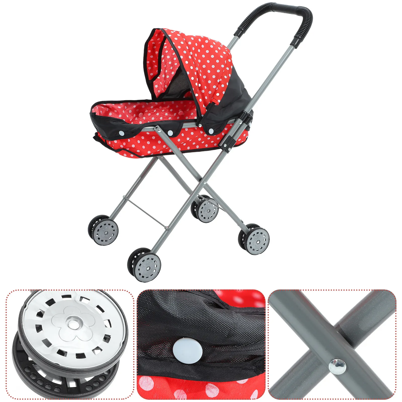 

Baby Stroller Play Stroller Lightweight Compact Large Storage Space Realistic Sturdy Frame Travel Portable Role Play