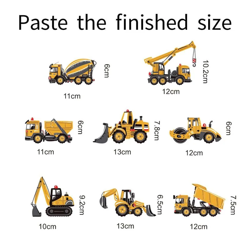 Cartoon Nordic Crane Excavator Tractor Switch Sticker Kid Baby Bedroom Decoration Self-adhesive Home Decor Child Wall Decals